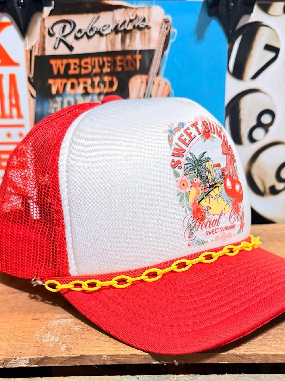 Unbranded Sweet Summer Cherry Trucker Hat - Red & White